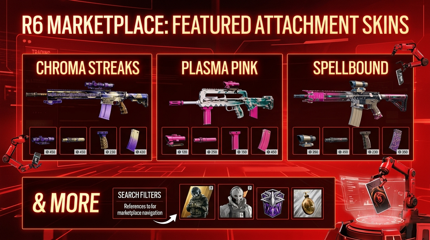R6 Marketplace Attachment Skins Spellbound & More